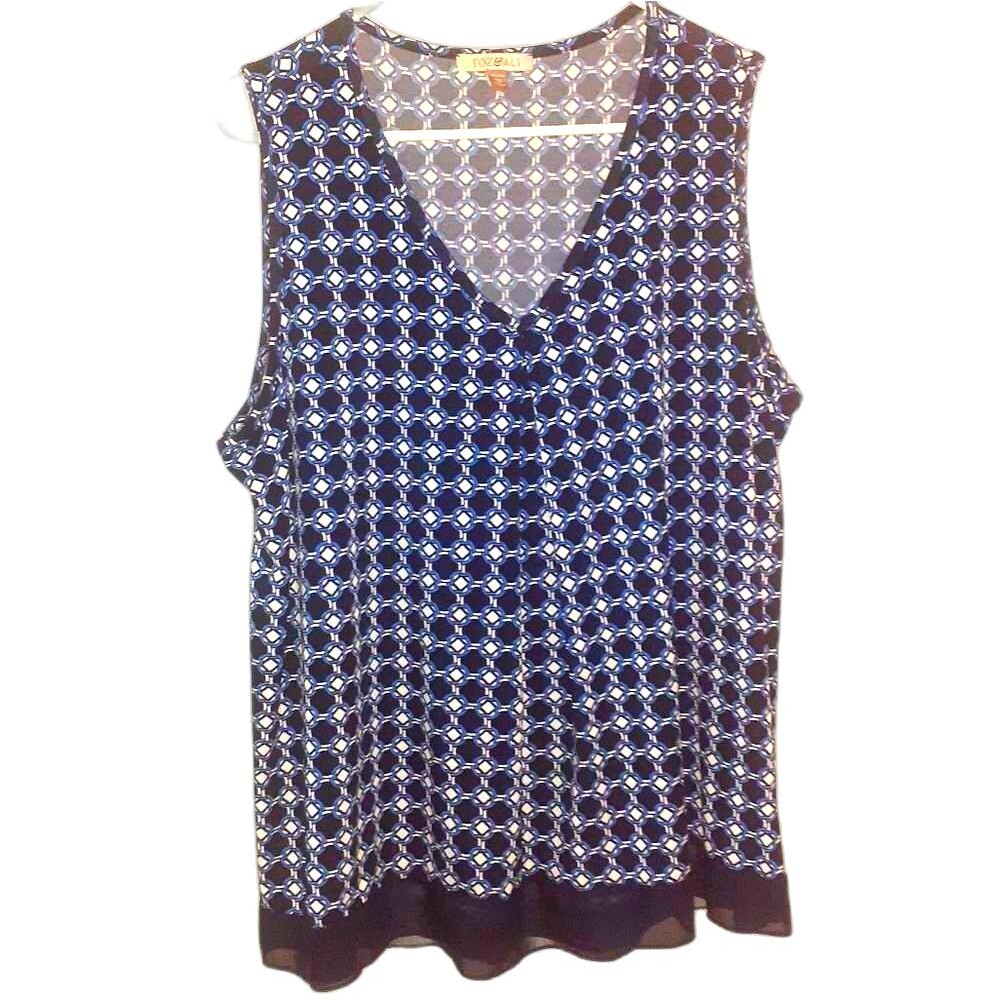 Roz & Ali 2X shirt top blouse summer top black work  career office xxl geometric